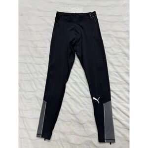 Puma Women Black Running Athletic Tights Pants Zip Ankle Pockets Medium